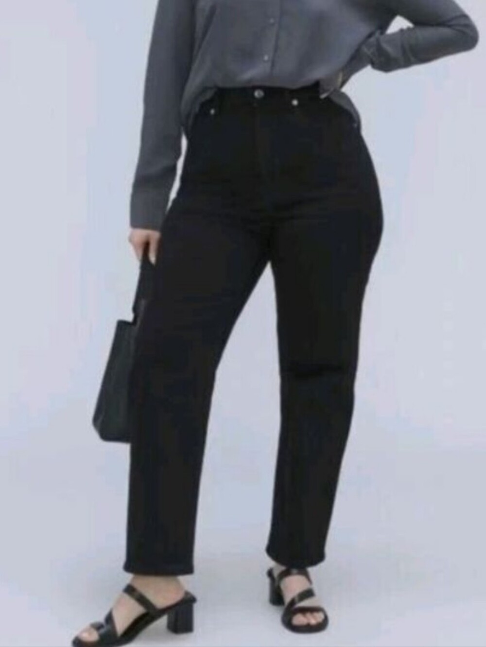 NWOT Everlane The Curvy Way-High Jean Straight Leg Organic Cotton Black Size 33